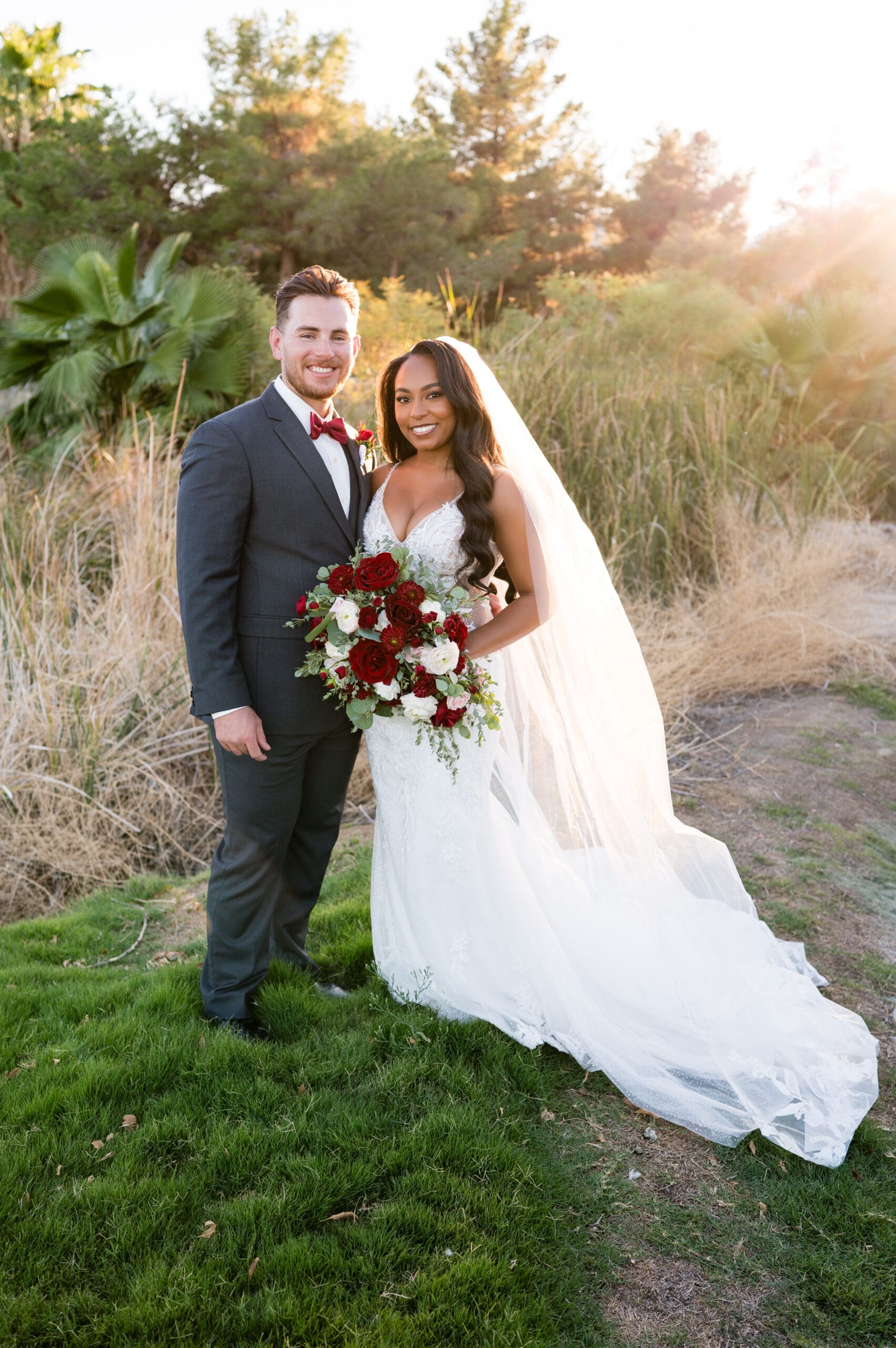 Newlyweds during golden hour at the Wild Hourse Golf Club in Las Vegas, Nevada.