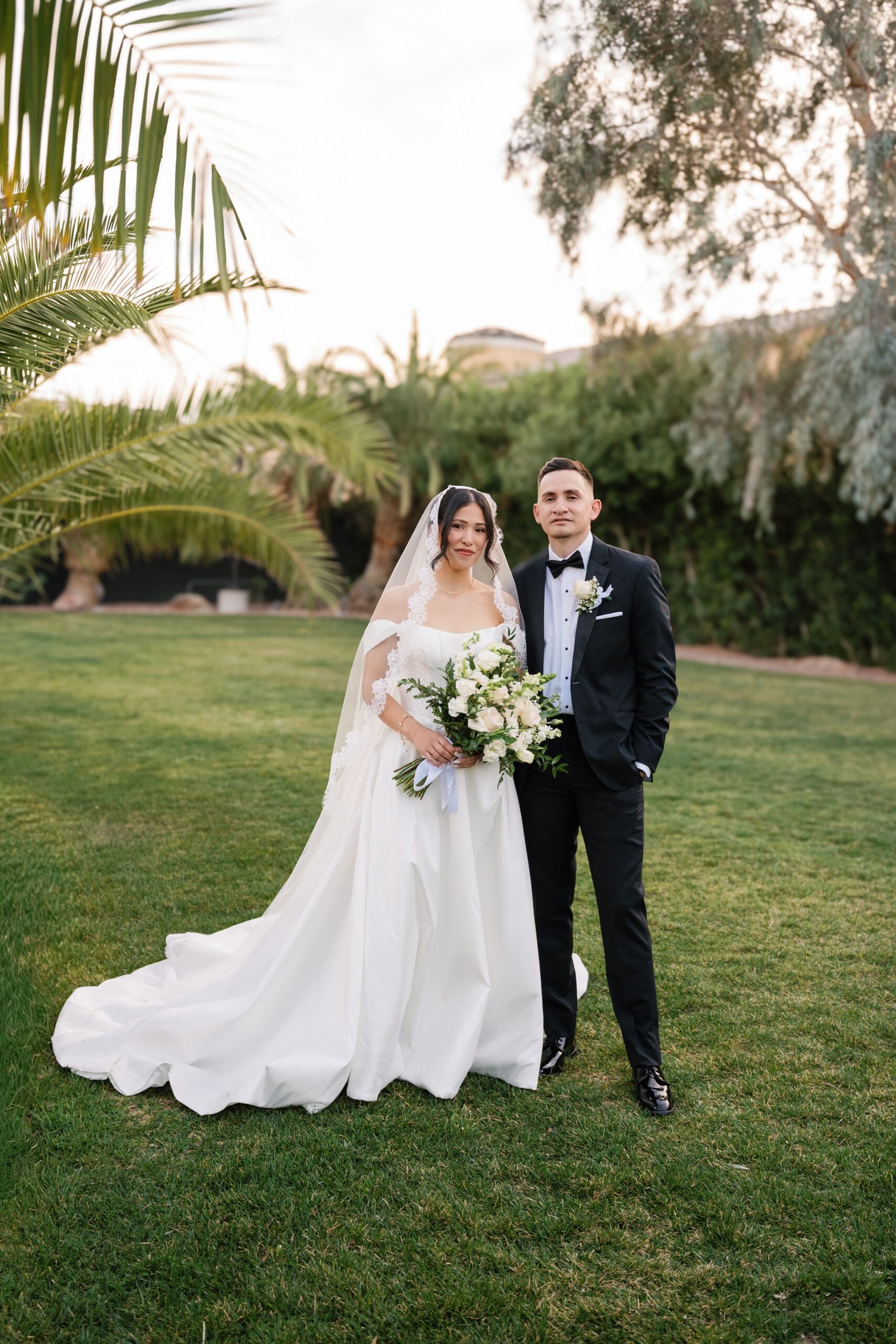 Couple sharing a quiet moment during their Las Vegas wedding portraits